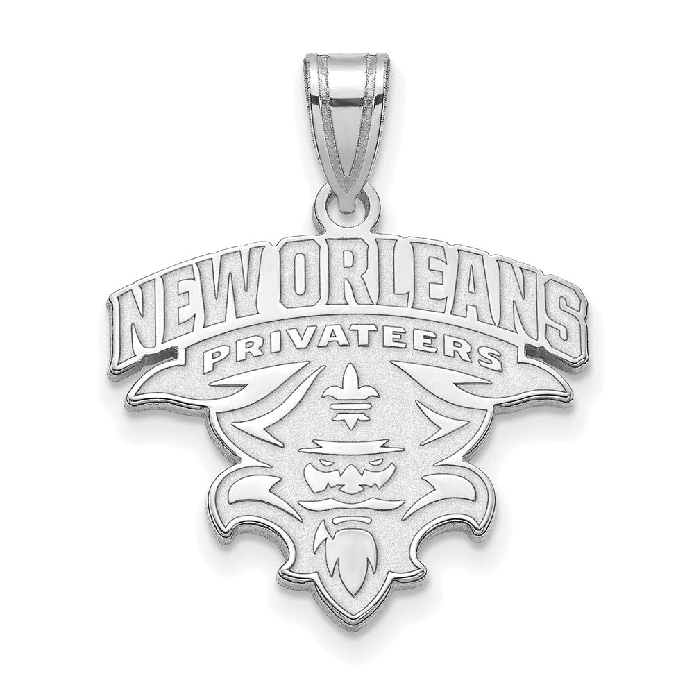 Sterling Silver Rhodium Plated Logoart University Of New Orleans U N O Extra Large Pendant