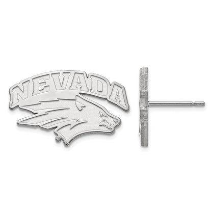 Sterling Silver Rhodium Plated Logoart University Of Nevada Reno Small Post Earrings