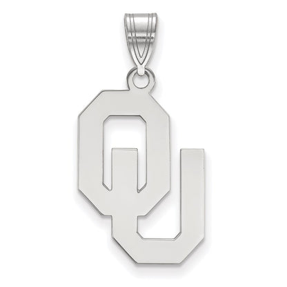 14K White Gold Logoart University Of Oklahoma O U Large Pendant