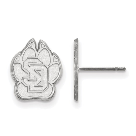 14K White Gold Logoart University Of South Dakota Small Post Earrings