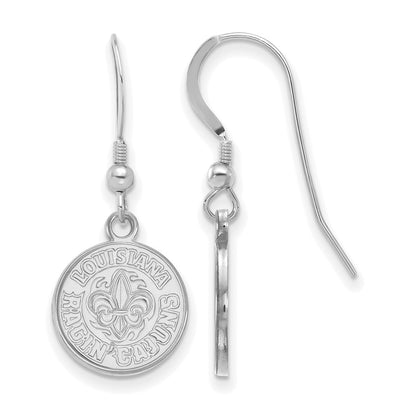 Sterling Silver Rhodium Plated Logoart University Of Louisiana At Lafayette Small Dangle Wire Earrings