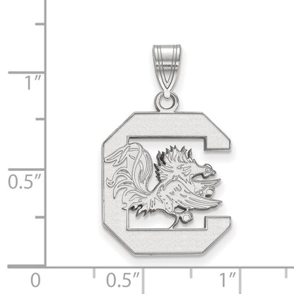 Sterling Silver Rhodium Plated Logoart University Of South Carolina Large Pendant
