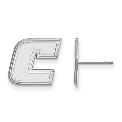 Sterling Silver Rhodium Plated Logoart University Of Tennessee At Chattanooga Letter C Small Post Earrings