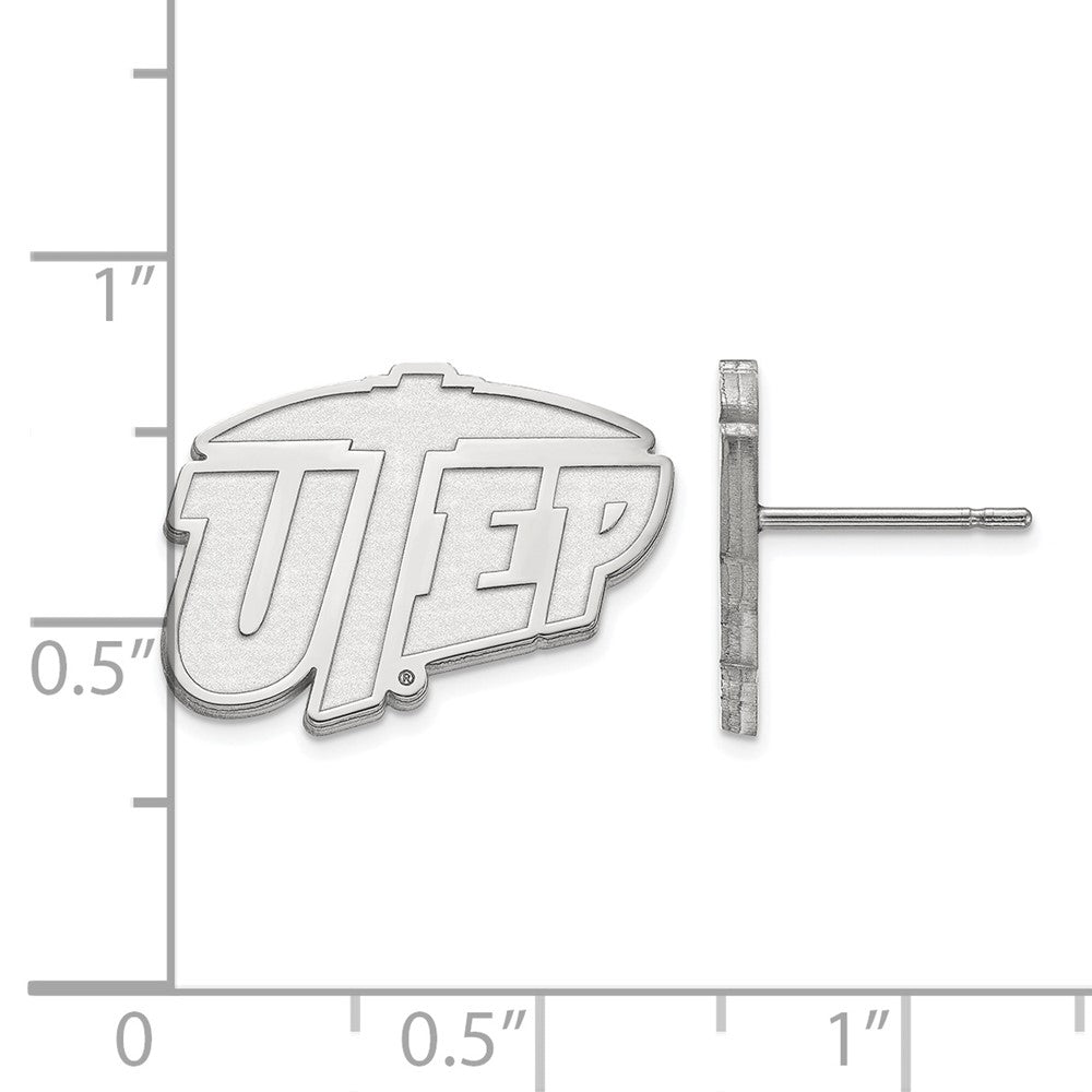 Sterling Silver Rhodium Plated Logoart University Of Texas At El Paso Small Post Earrings