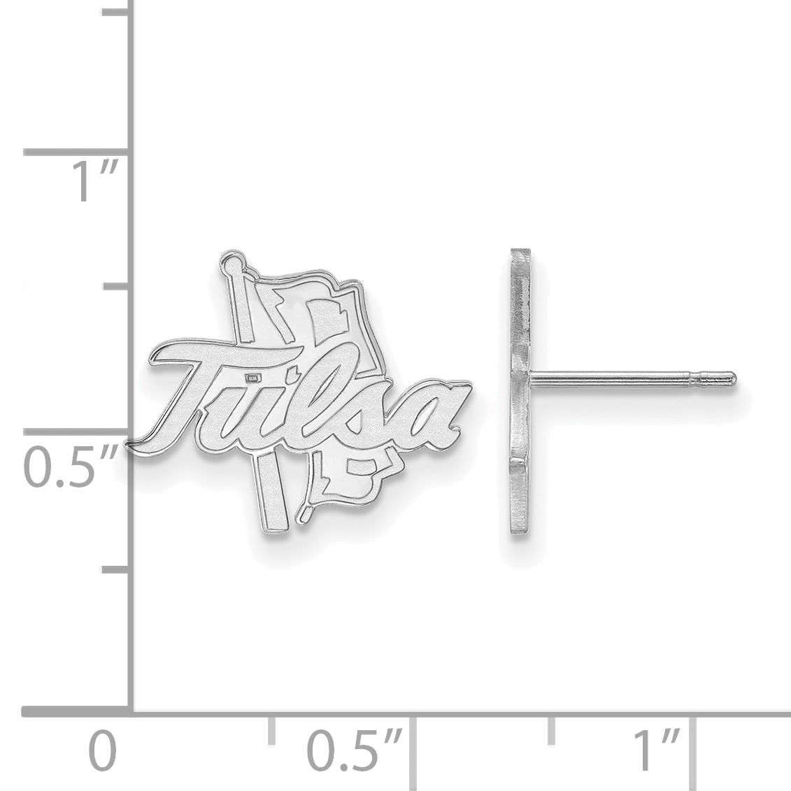 Sterling Silver Rhodium Plated Logoart University Of Tulsa Small Post Earrings