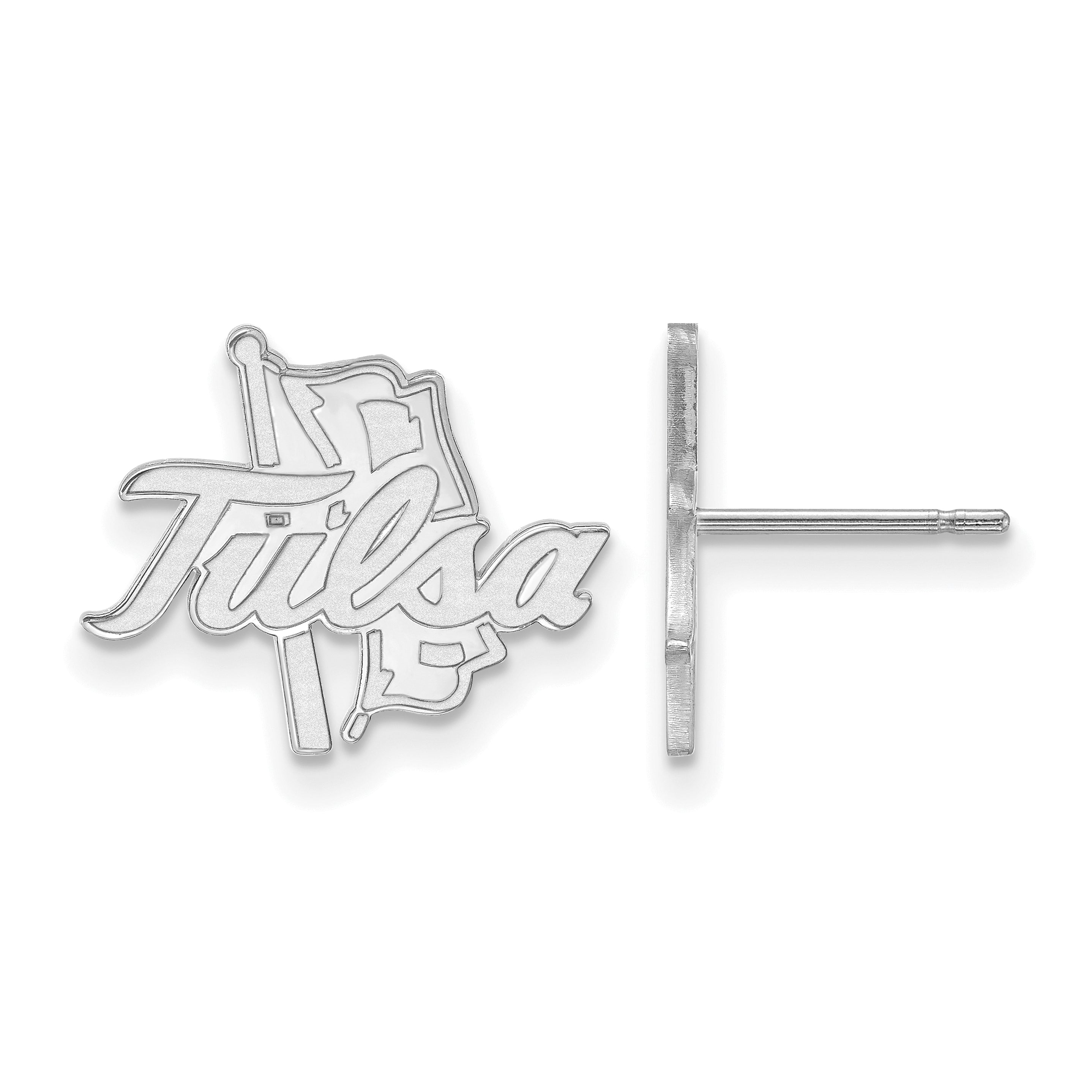 Sterling Silver Rhodium Plated Logoart University Of Tulsa Small Post Earrings