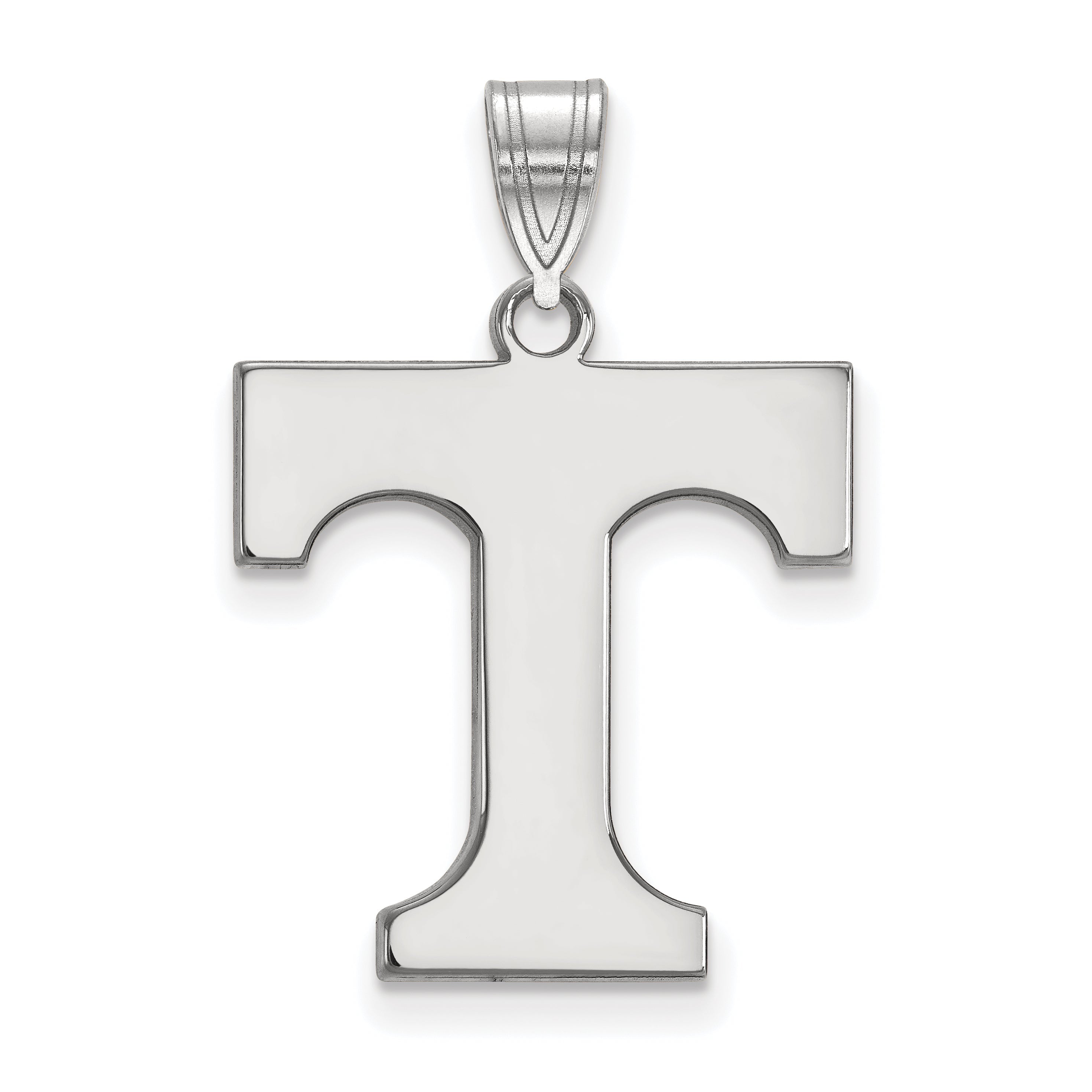 Sterling Silver Rhodium Plated Logoart University Of Tennessee Letter T Large Pendant