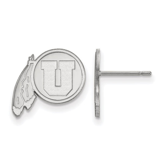 14K White Gold Logoart University Of Utah Small Post Earrings