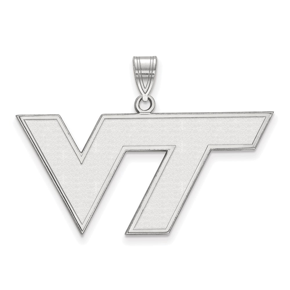 Sterling Silver Rhodium Plated Logoart Virginia Tech V T Large Pendant
