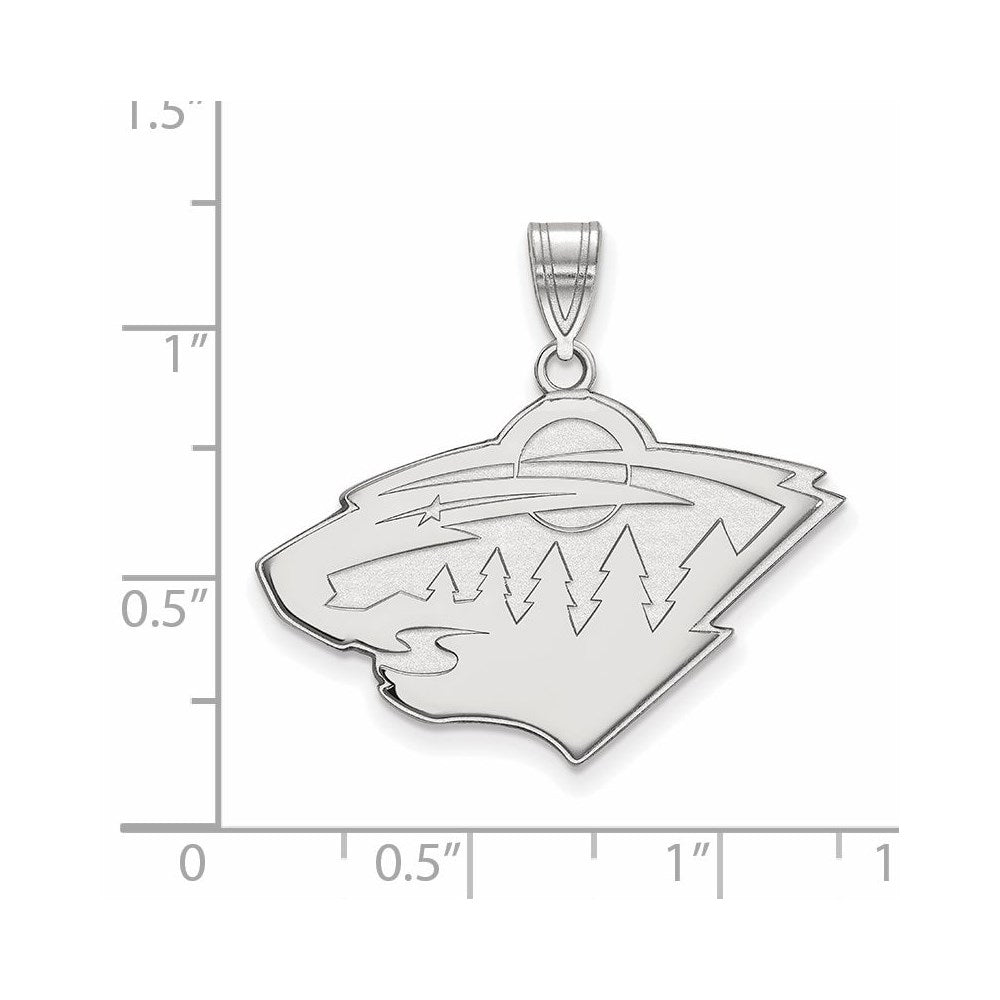 Sterling Silver Rhodium Plated Nhl Logoart Minnesota Wild Large Pendant