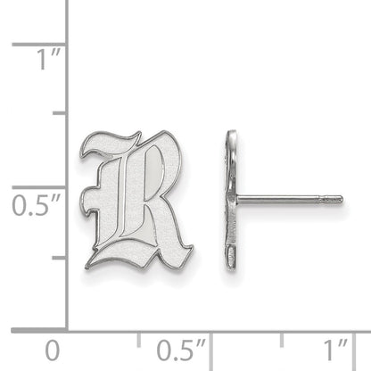 14K White Gold Logoart Rice University Letter R Small Post Earrings