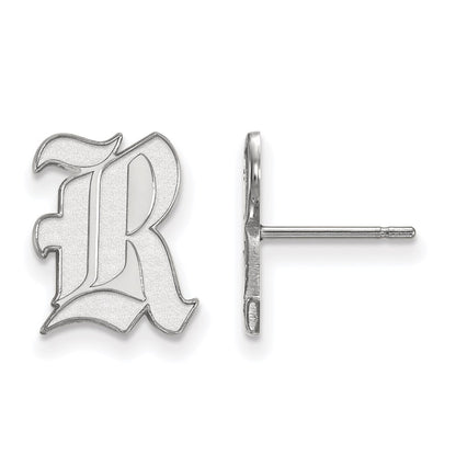 14K White Gold Logoart Rice University Letter R Small Post Earrings