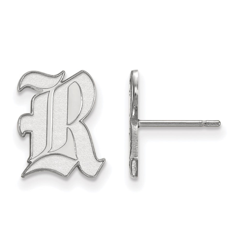 10K White Gold Logoart Rice University Letter R Small Post Earrings