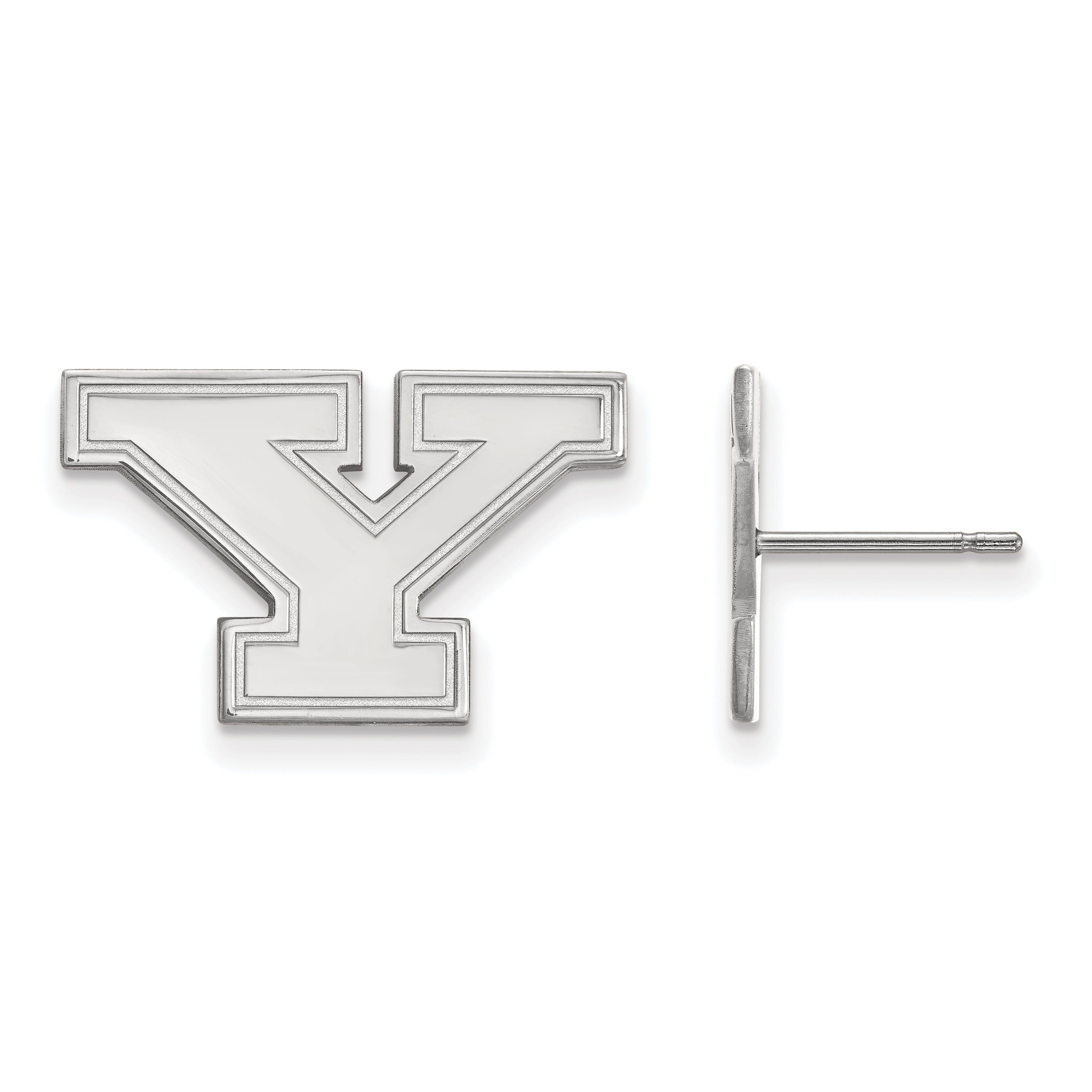 Sterling Silver Rhodium Plated Logoart Youngstown State University Letter Y Small Post Earrings