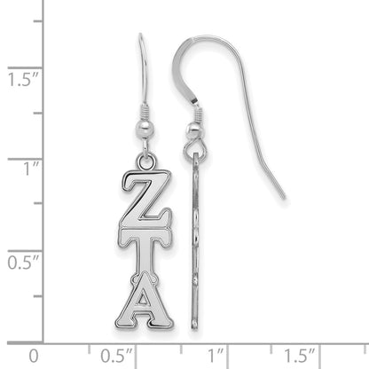 Sterling Silver Rhodium Plated Logoart Zeta Tau Alpha Sorority Greek Letters Medium Dangle Earrings