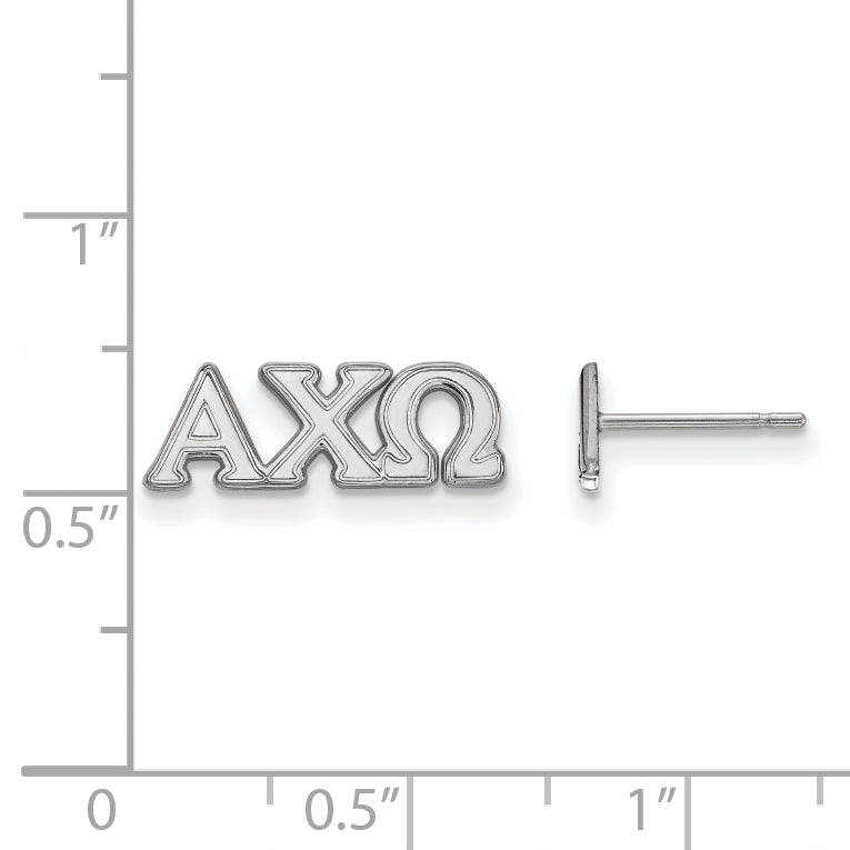Sterling Silver Rhodium Plated Logoart Alpha Chi Omega Sorority Greek Letters Extra Small Post Earrings