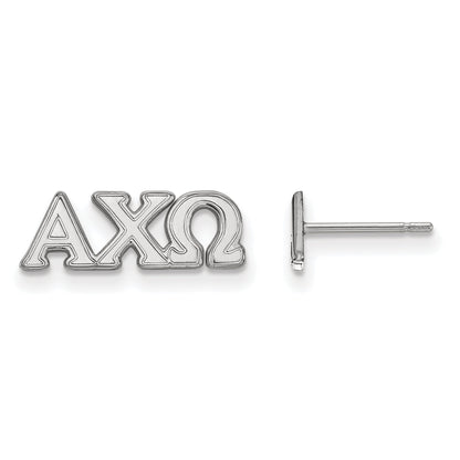 Sterling Silver Rhodium Plated Logoart Alpha Chi Omega Sorority Greek Letters Extra Small Post Earrings