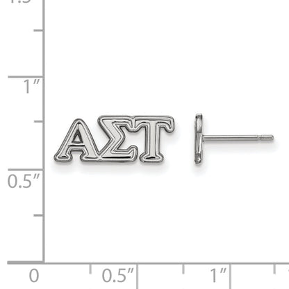 Sterling Silver Rhodium Plated Logoart Alpha Sigma Tau Sorority Greek Letters Extra Small Post Earrings
