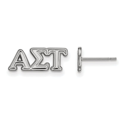 Sterling Silver Rhodium Plated Logoart Alpha Sigma Tau Sorority Greek Letters Extra Small Post Earrings