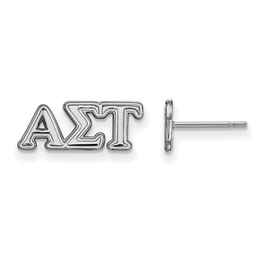 Sterling Silver Rhodium Plated Logoart Alpha Sigma Tau Sorority Greek Letters Extra Small Post Earrings