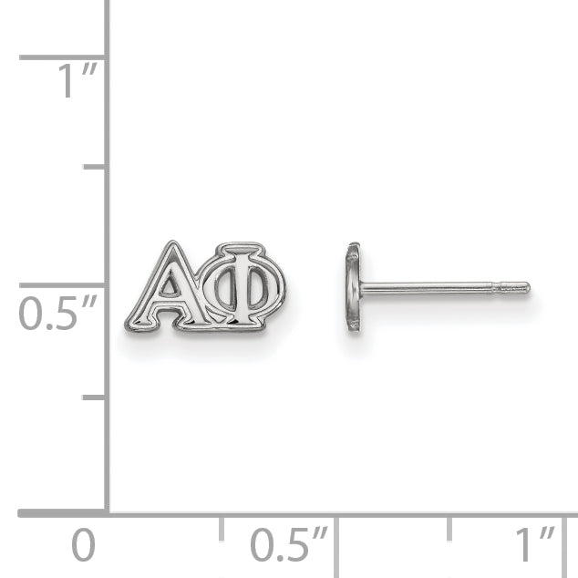 Sterling Silver Rhodium Plated Logoart Alpha Phi Sorority Greek Letters Extra Small Post Earrings