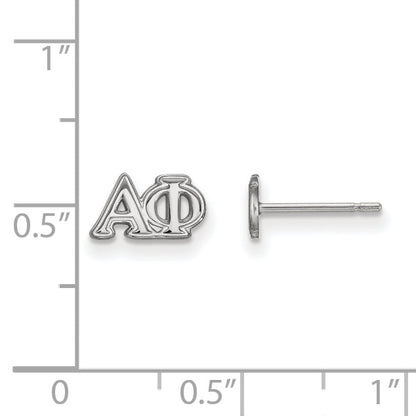 Sterling Silver Rhodium Plated Logoart Alpha Phi Sorority Greek Letters Extra Small Post Earrings