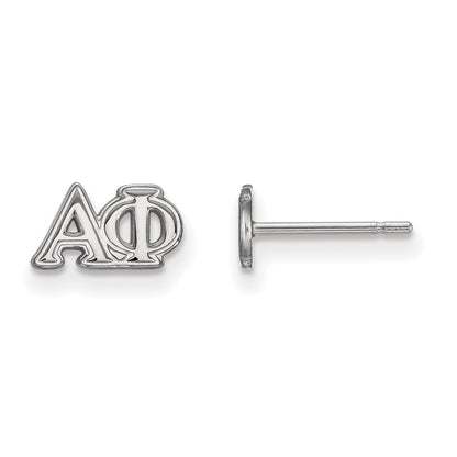 Sterling Silver Rhodium Plated Logoart Alpha Phi Sorority Greek Letters Extra Small Post Earrings