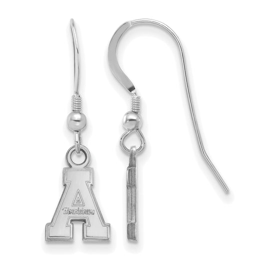 Sterling Silver Rhodium Plated Logoart Appalachian State University Extra Small Dangle Wire Earrings