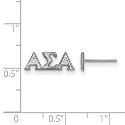 Sterling Silver Rhodium Plated Logoart Alpha Sigma Sorority Greek Letters Extra Small Post Earrings