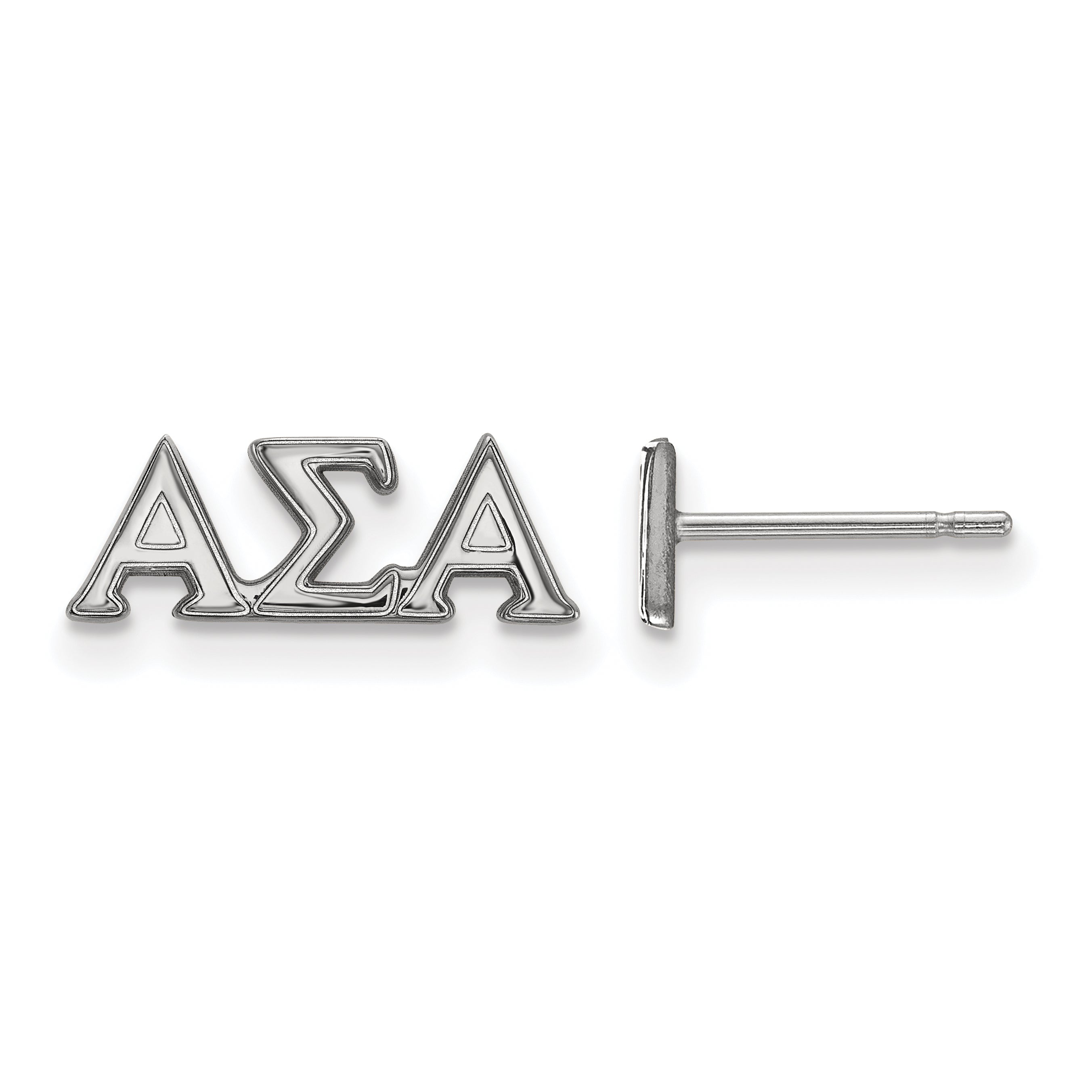 Sterling Silver Rhodium Plated Logoart Alpha Sigma Sorority Greek Letters Extra Small Post Earrings
