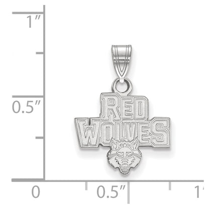 14K White Gold Logoart Arkansas State University Red Wolves Small Pendant