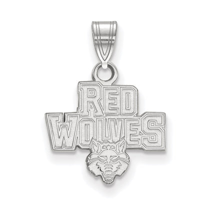 10K White Gold Logoart Arkansas State University Red Wolves Small Pendant