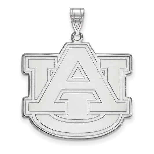 Sterling Silver Rhodium Plated Logoart Auburn University A U Extra Large Pendant