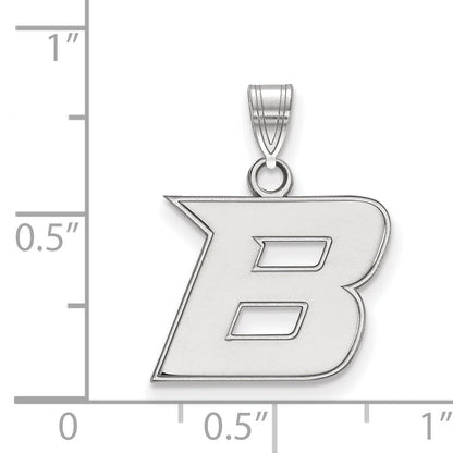Sterling Silver Rhodium Plated Logoart Boise State University Letter B Small Pendant