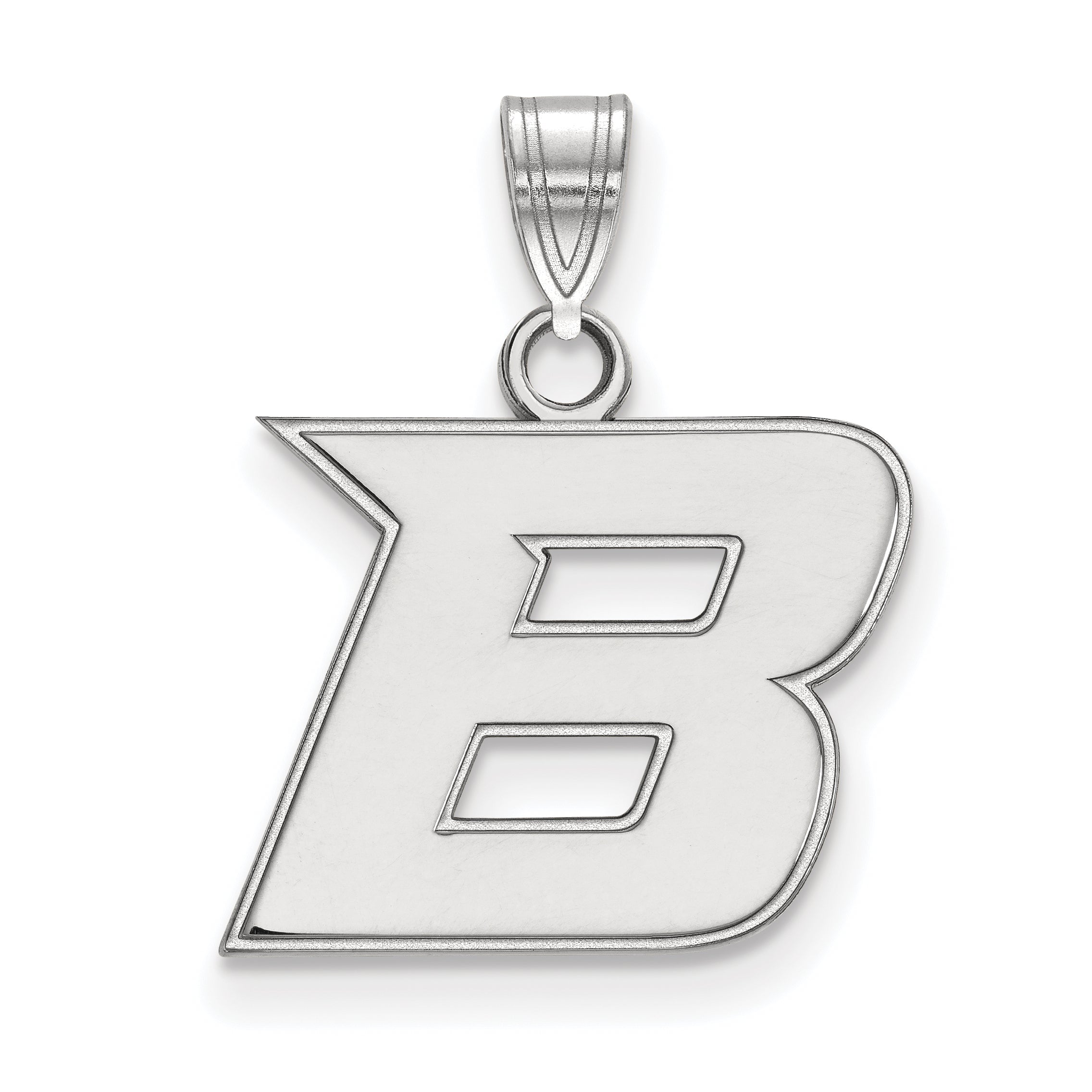 Sterling Silver Rhodium Plated Logoart Boise State University Letter B Small Pendant