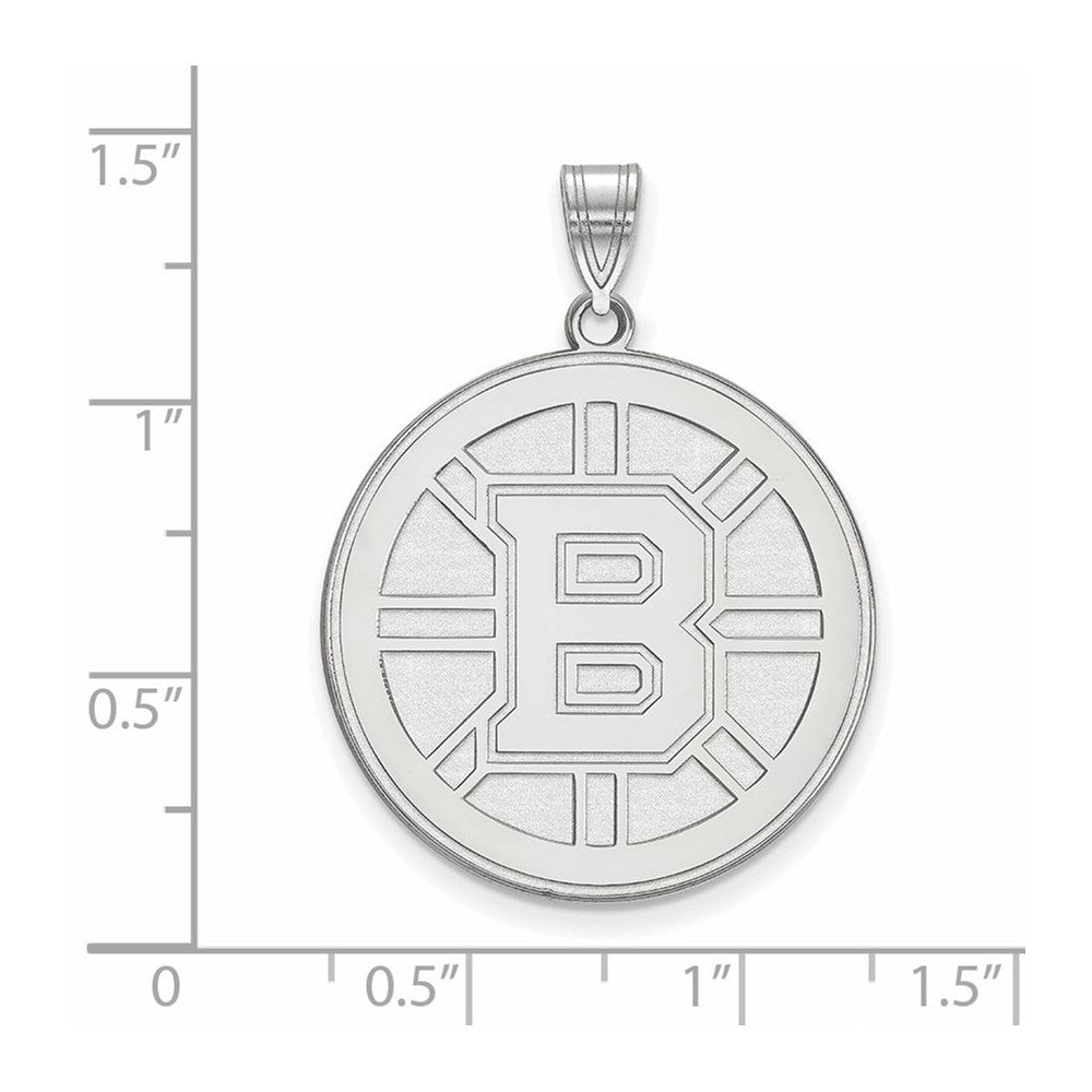 Sterling Silver Rhodium Plated Nhl Logoart Boston Bruins Extra Large Pendant