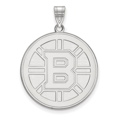 Sterling Silver Rhodium Plated Nhl Logoart Boston Bruins Extra Large Pendant
