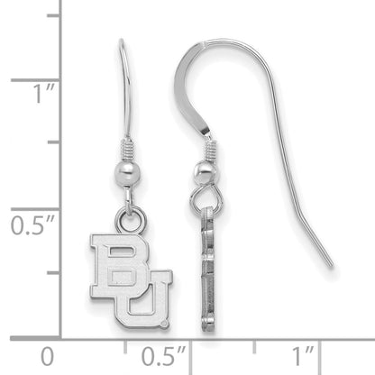 Sterling Silver Rhodium Plated Logoart Baylor University Bears Extra Small Dangle Wire Earrings