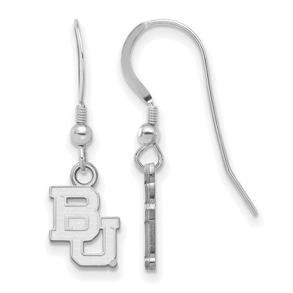 Sterling Silver Rhodium Plated Logoart Baylor University Bears Extra Small Dangle Wire Earrings