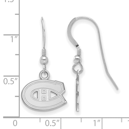 Sterling Silver Rhodium Plated Nhl Logoart Montreal Canadiens Extra Small Dangle Wire Earrings