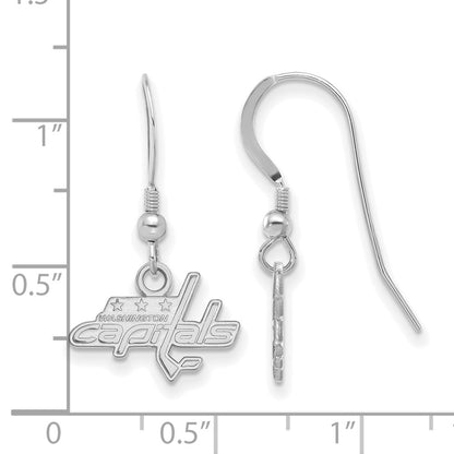 Sterling Silver Rhodium Plated Nhl Logoart Washington Capitals Extra Small Dangle Wire Earrings
