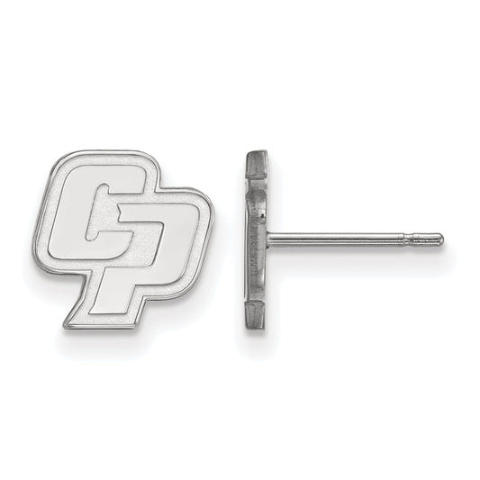 Sterling Silver Rhodium Plated Logoart California Polytechnic State University C P Extra Small Post Earrings