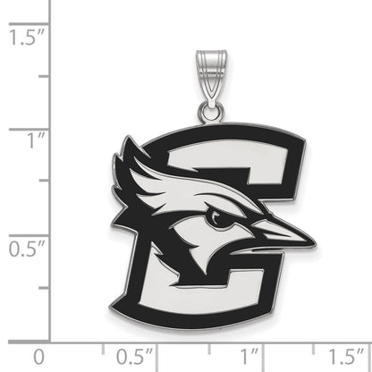 Sterling Silver Rhodium Plated Logoart Creighton University Bluejay Extra Large Enameled Pendant