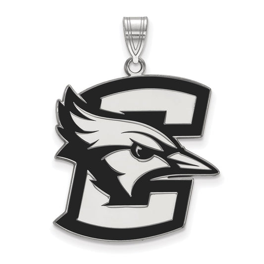 Sterling Silver Rhodium Plated Logoart Creighton University Bluejay Extra Large Enameled Pendant