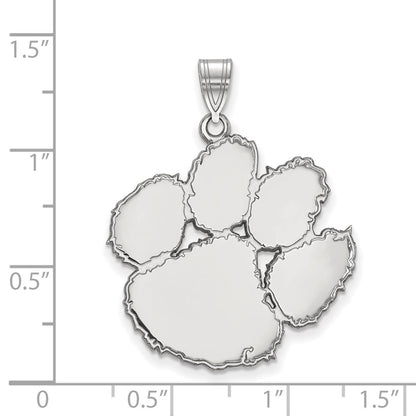 14K White Gold Logoart Clemson University Tiger Paw Extra Large Pendant