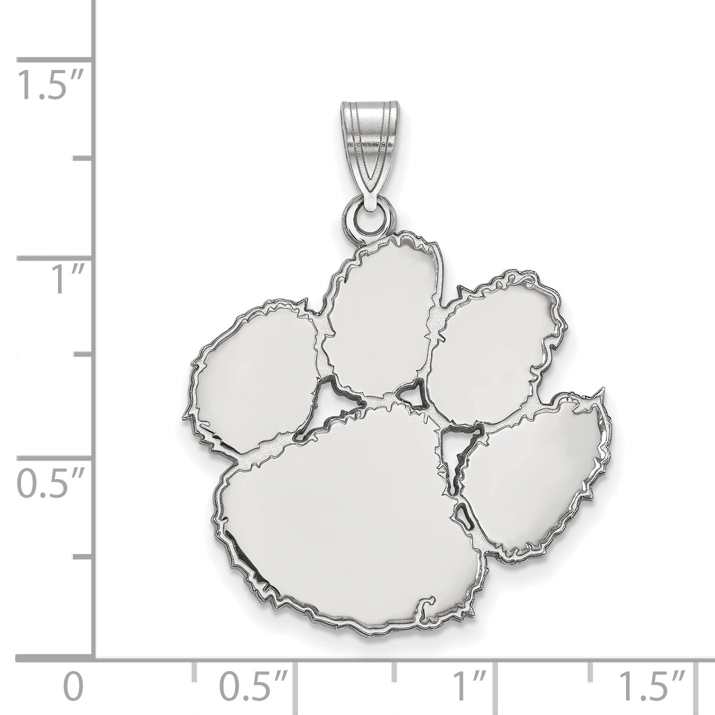 Sterling Silver Rhodium Plated Logoart Clemson University Tiger Paw Extra Large Pendant