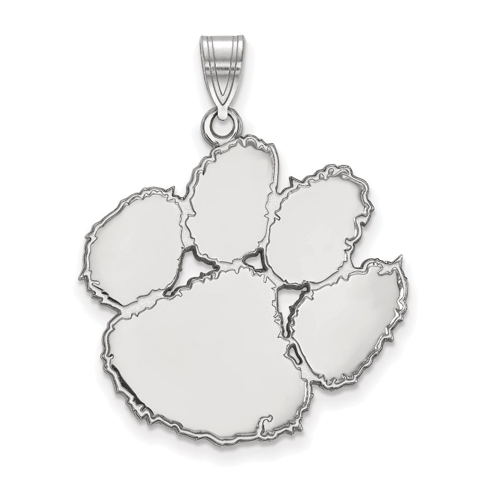 14K White Gold Logoart Clemson University Tiger Paw Extra Large Pendant