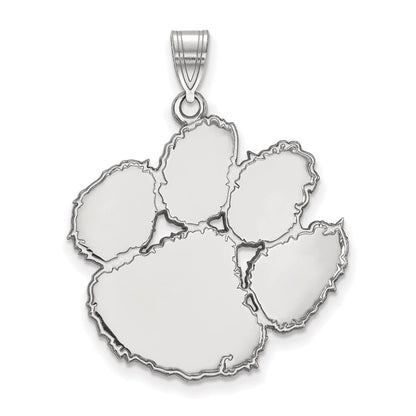 14K White Gold Logoart Clemson University Tiger Paw Extra Large Pendant