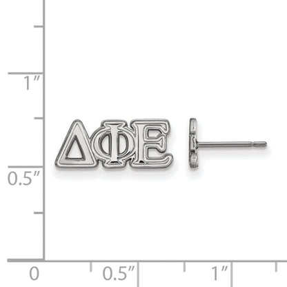 Sterling Silver Rhodium Plated Logoart Delta Phi Epsilon Sorority Greek Letters Extra Small Post Earrings