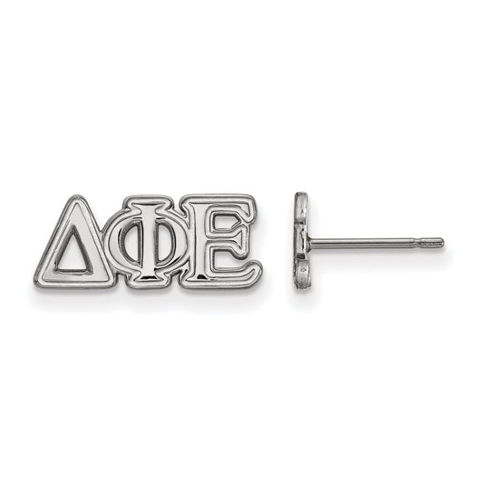 Sterling Silver Rhodium Plated Logoart Delta Phi Epsilon Sorority Greek Letters Extra Small Post Earrings